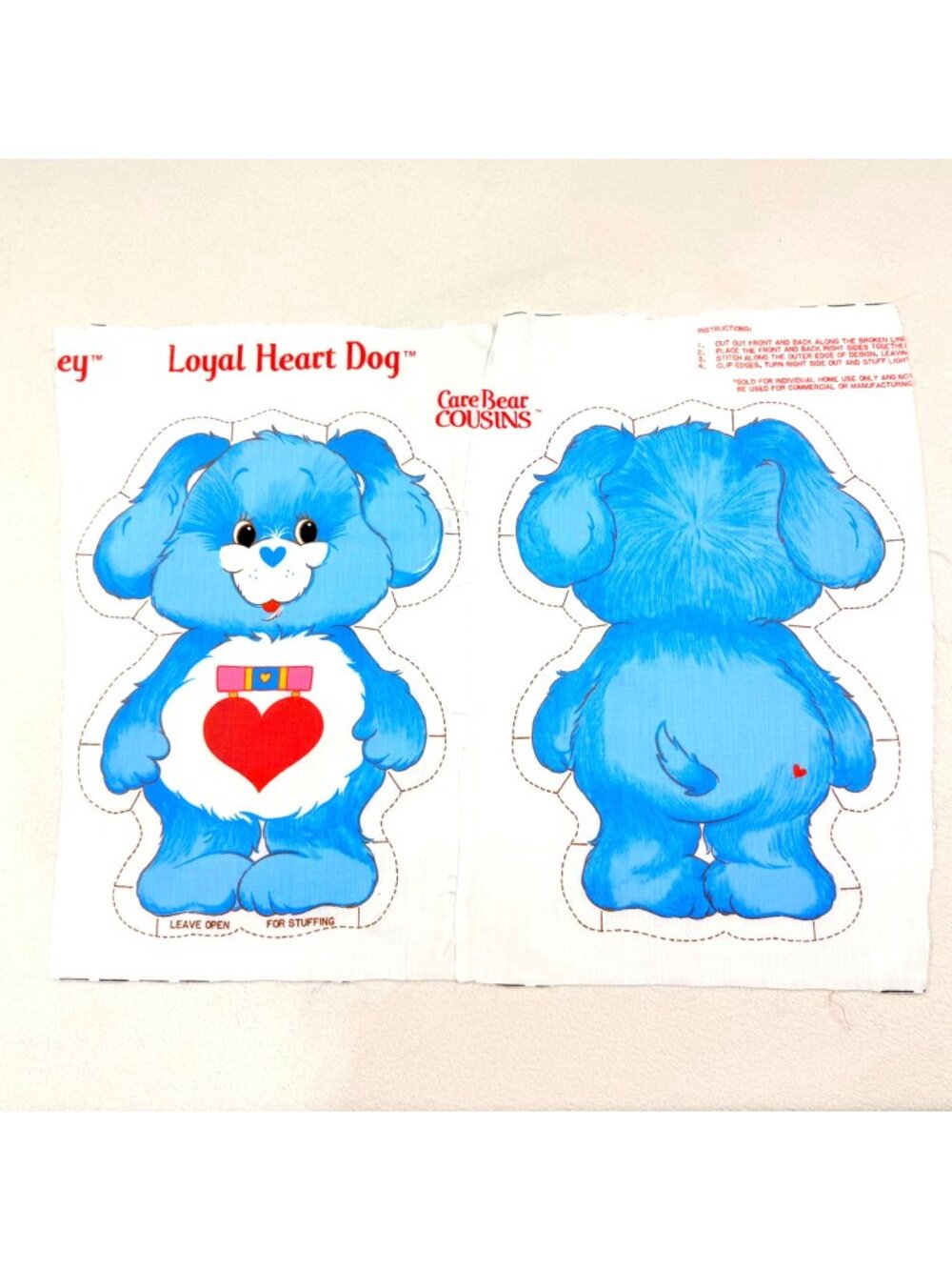 Care Bear Cousins Loyal Heart Dog Vintage Fabric Panel For Stuffed Toy Sewing